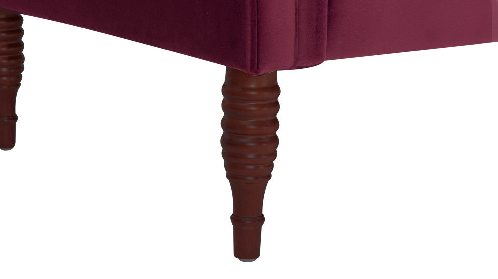 Samuel Velvet Tufted Chaise Lounge, Right-Arm Facing, Burgundy Velvet