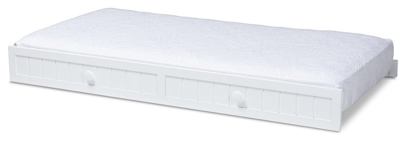 Baxton Studio Neves Cottage Farmhouse Whiteed Wood Twin Size Trundle