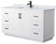60" Single Bathroom Vanity, White, White Carrara Countertop, Sink, Black Trim