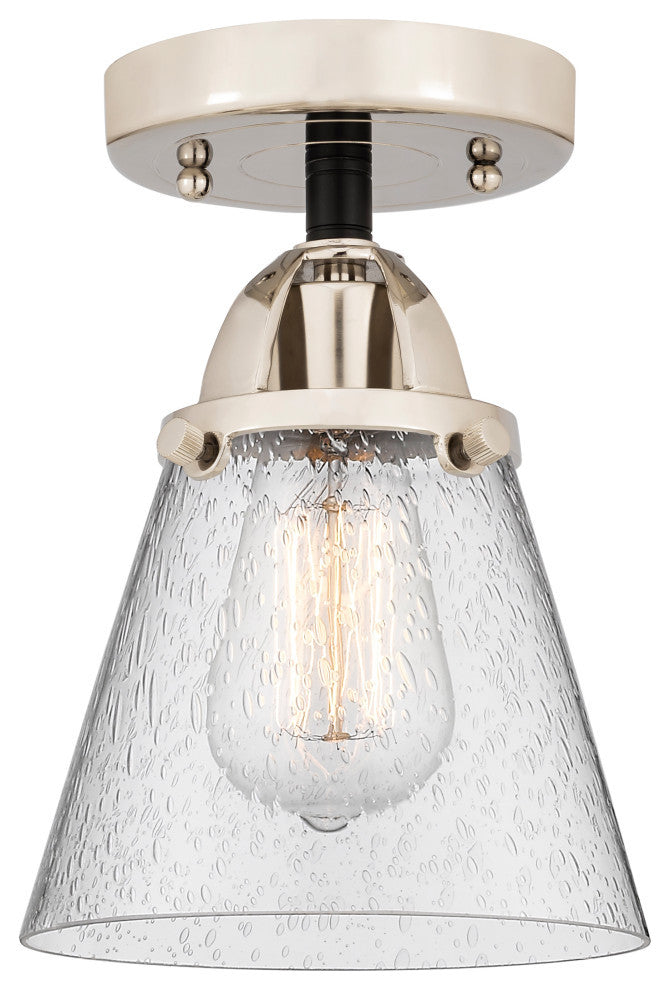Small Cone Semi-Flush Mount, Black Polished Nickel, Seedy, Seedy