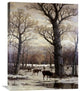 "Deer Foraging, Winter" Stretched Canvas Giclee, 24"x30"