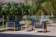 SoHo 4-Piece Teak Outdoor Patio Deep Seating Set with Sunbrella Navy Cushions