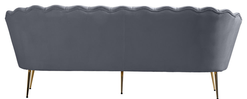 Gardenia  Velvet Upholstered Sofa, Gray
