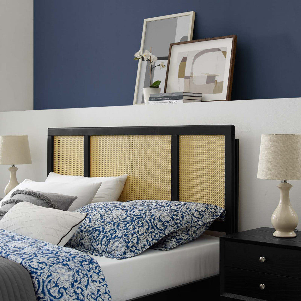 Headboard, Full Size, Wood, Black, Modern Mid-Century, Bedroom Master Suite