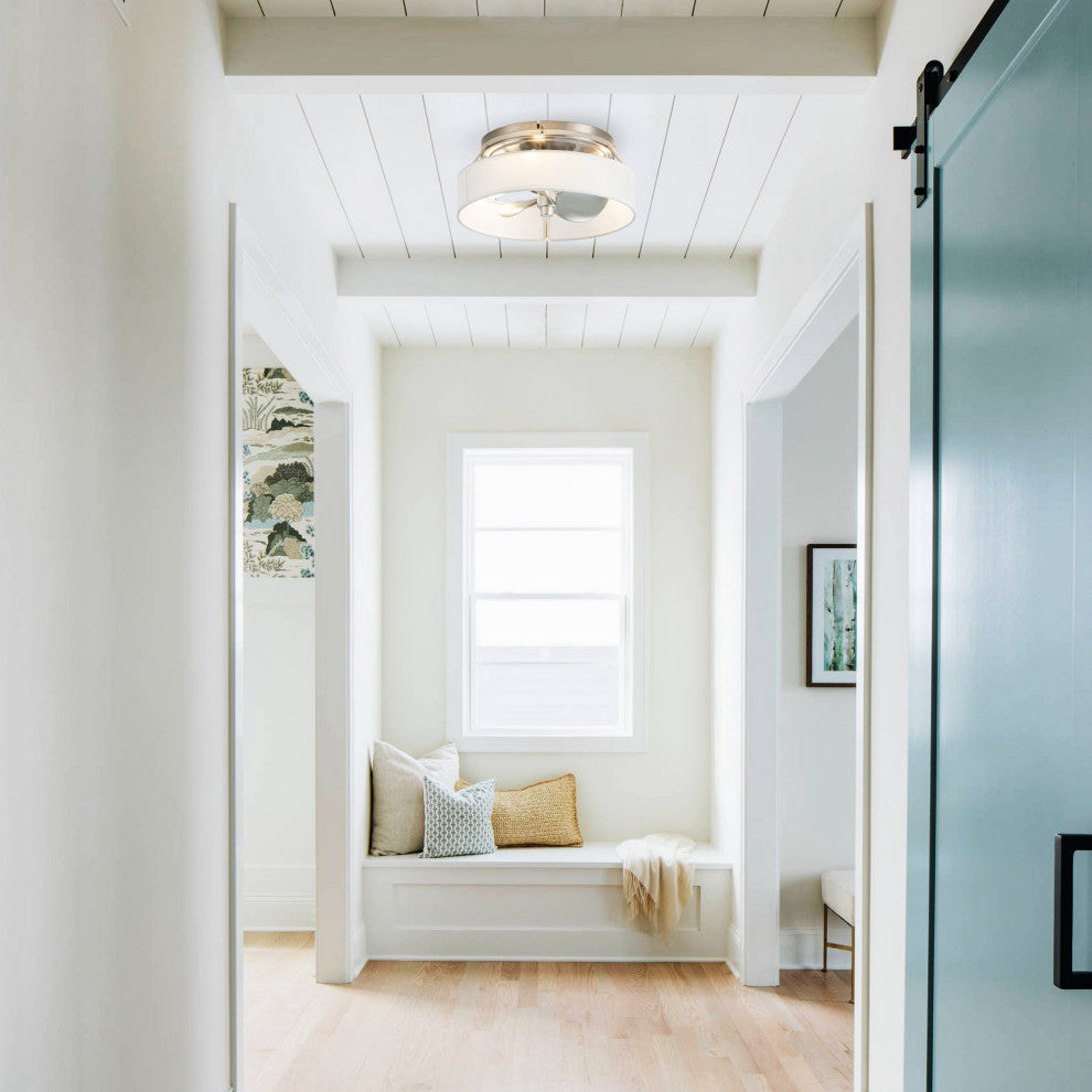 Whose Lamp 12.6" Modern Sand Nickel Small Flush Mount Ceiling Fan