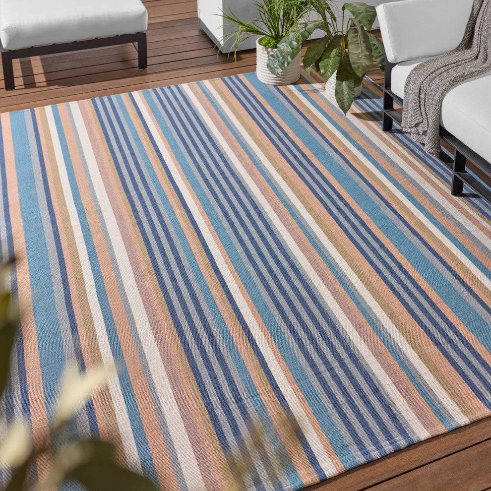 Vibe by Jaipur Living Sergio Handmade Striped Blue/Cream Area Rug 5'X8'