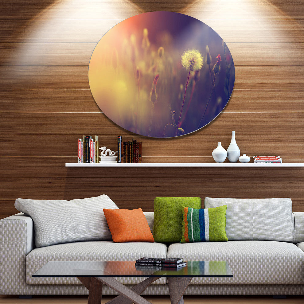 Vintage Photo Of Dandelion Field, Flower Disc Metal Artwork, 11"