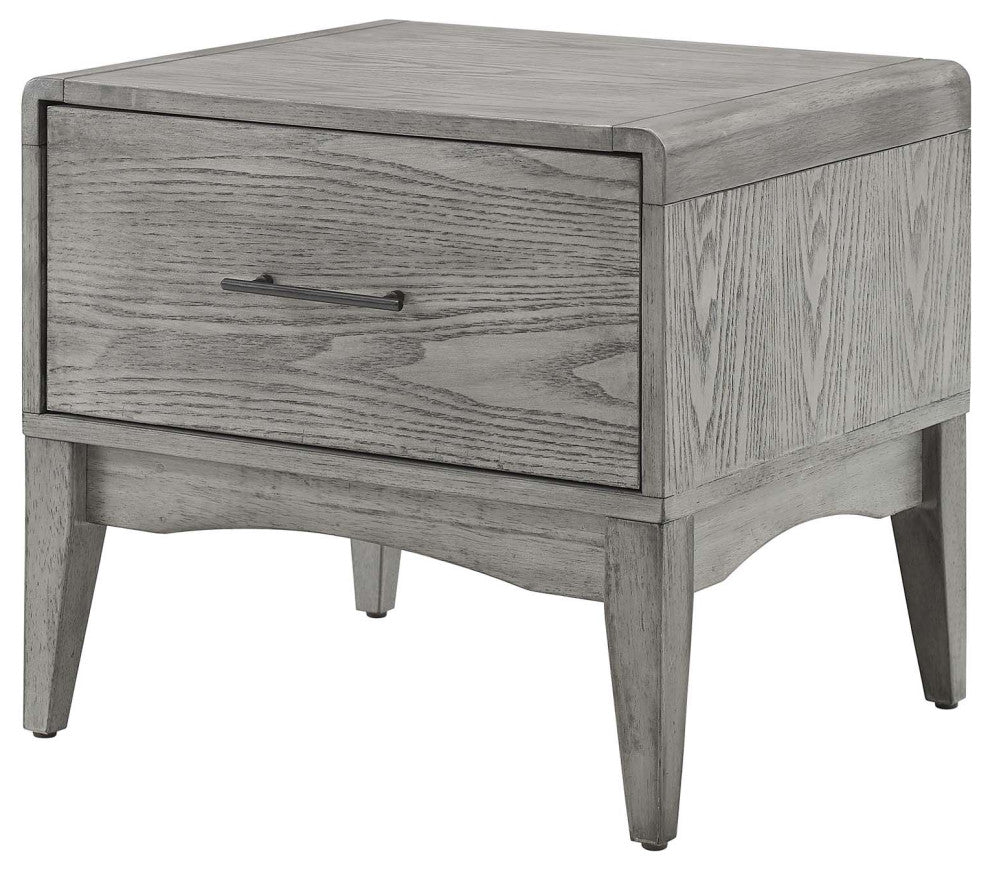 Platform Bed Chest Nightstand Set, Twin Size, Wood, Gray, Modern Room