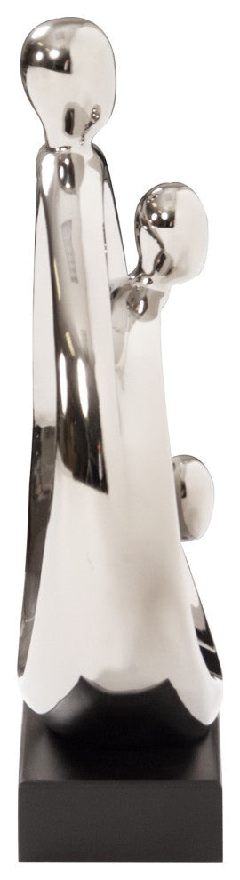Modern Silver and Black Family Trio Sculpture