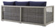 Aura 3 Piece Outdoor Patio Wicker Rattan Set, Gray Navy