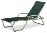 Gardenella Sling 4-Position Chaise, Textured Warm Gray, Forest Green