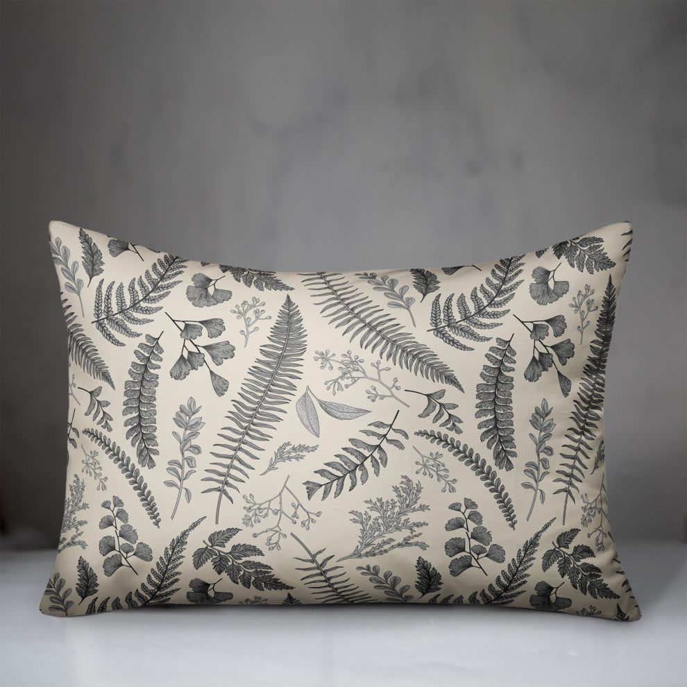 Gray Botanical Pattern 14x20 Spun Poly Pillow