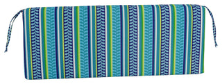 51"X19" Patterned Outdoor Spun Polyester Loveseat Cushion, Pike Azure