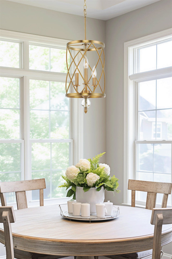 Kira Home Eleanor 27" Chandelier, Cylinder Foyer Pendant Light, Adjustable