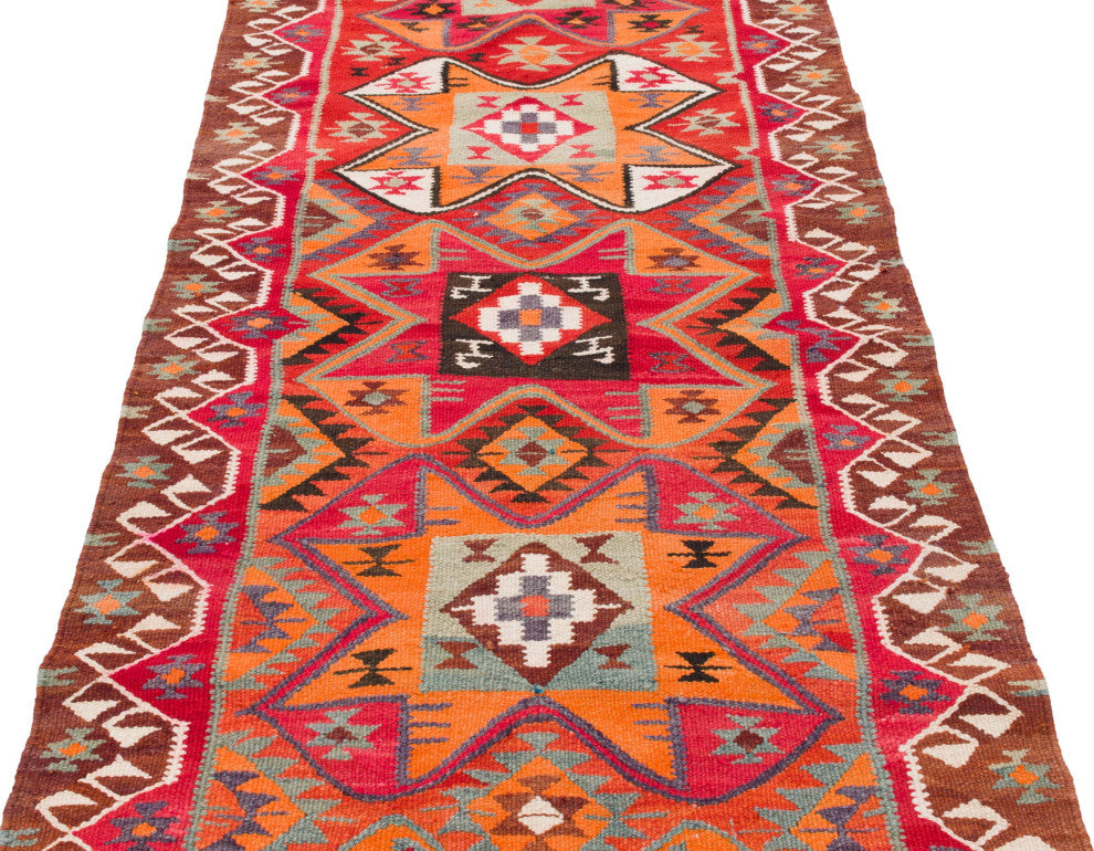 Vintage Turkish Kilim Runner 3' 5" x 10' 7", 41 in. x 127 in.