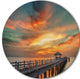 Colorful Sky And Long Wooden Pier, Sea Pier Disc Metal Artwork, 23"