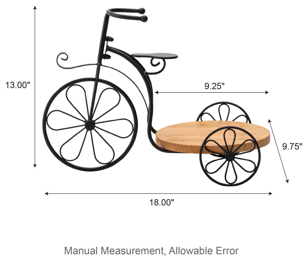 18"L Metal Tricycle Planter Stand, Black