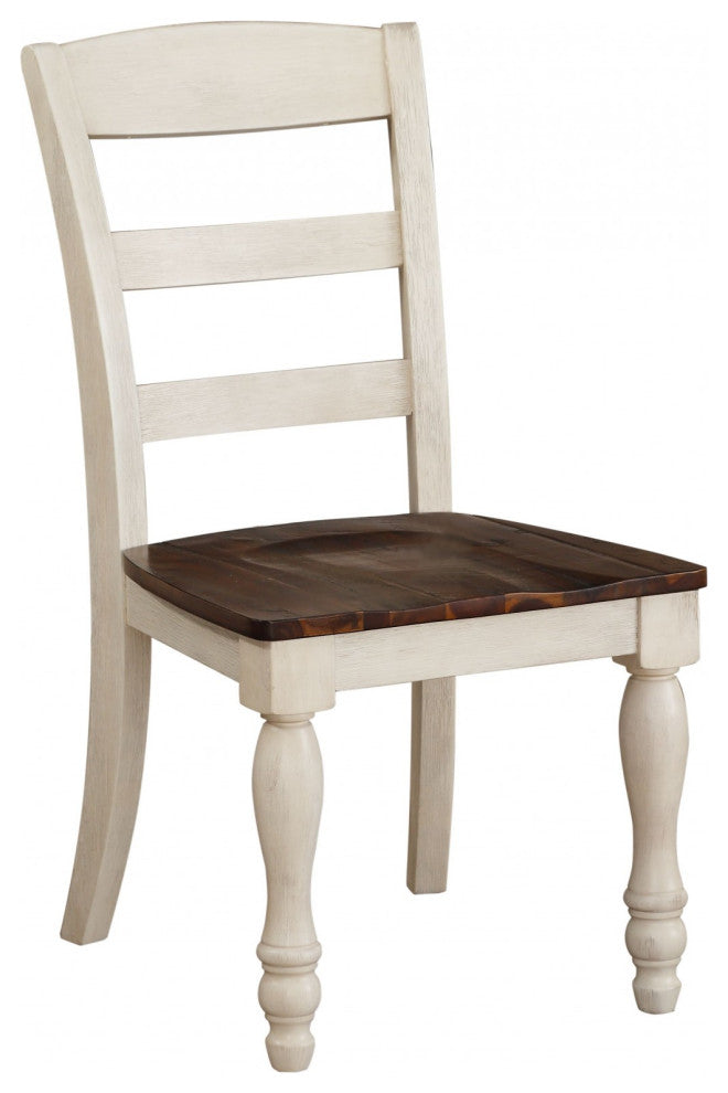 HomeRoots 20" X 24" X 38" 2pc Walnut And White Washed Side Chair