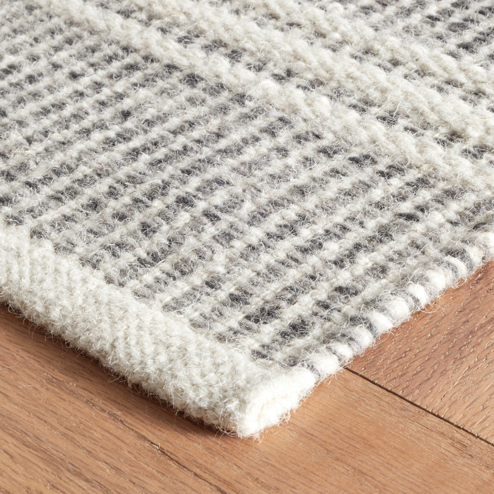 Dash & Albert Malta Grey Handwoven Wool Rug, Grey, 6' x 9'