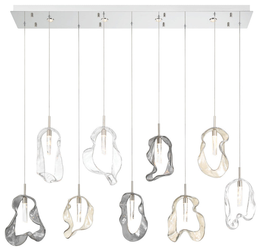 Norah 9L 51" Polished Nickel Mix Chandelier
