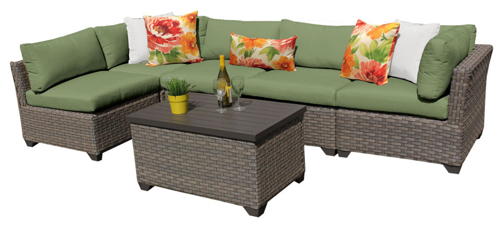Monterey 6 Piece Outdoor Wicker Patio Furniture Set 06a, Cilantro