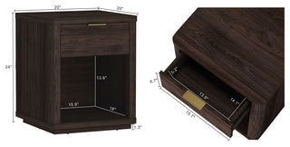 Manhattan Comfort Evelyn Nightstand, Brown, Single