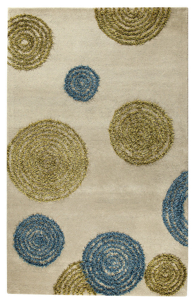 Hand Tufted Sage Wool Area Rug, 5'2"x7'6"