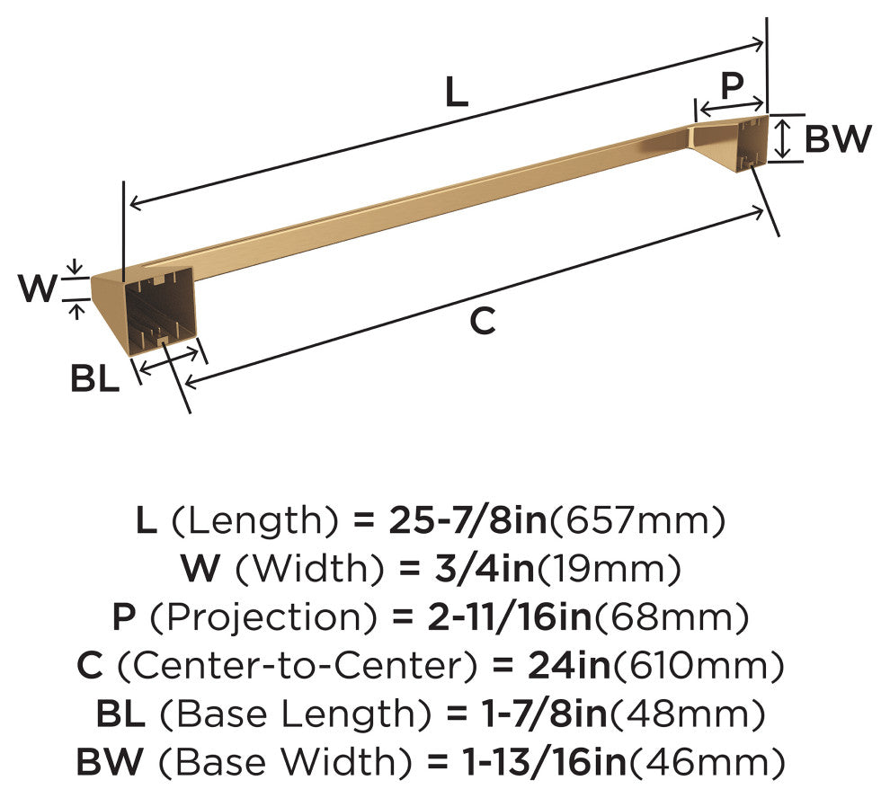 Amerock Blackrock Contemporary Towel Bar, Champagne Bronze, 24" Center-to-Center