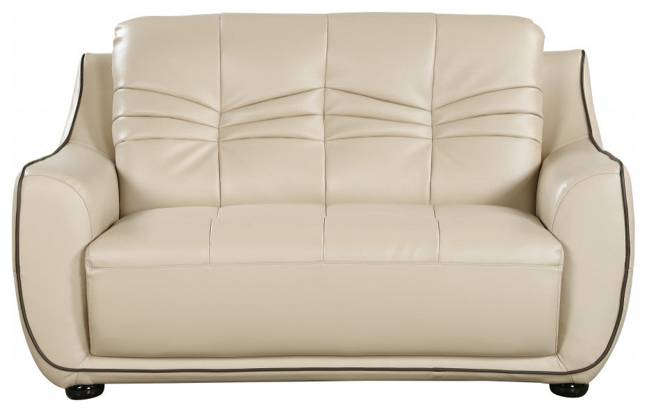 108" Elegant Beige Leather Sofa Set