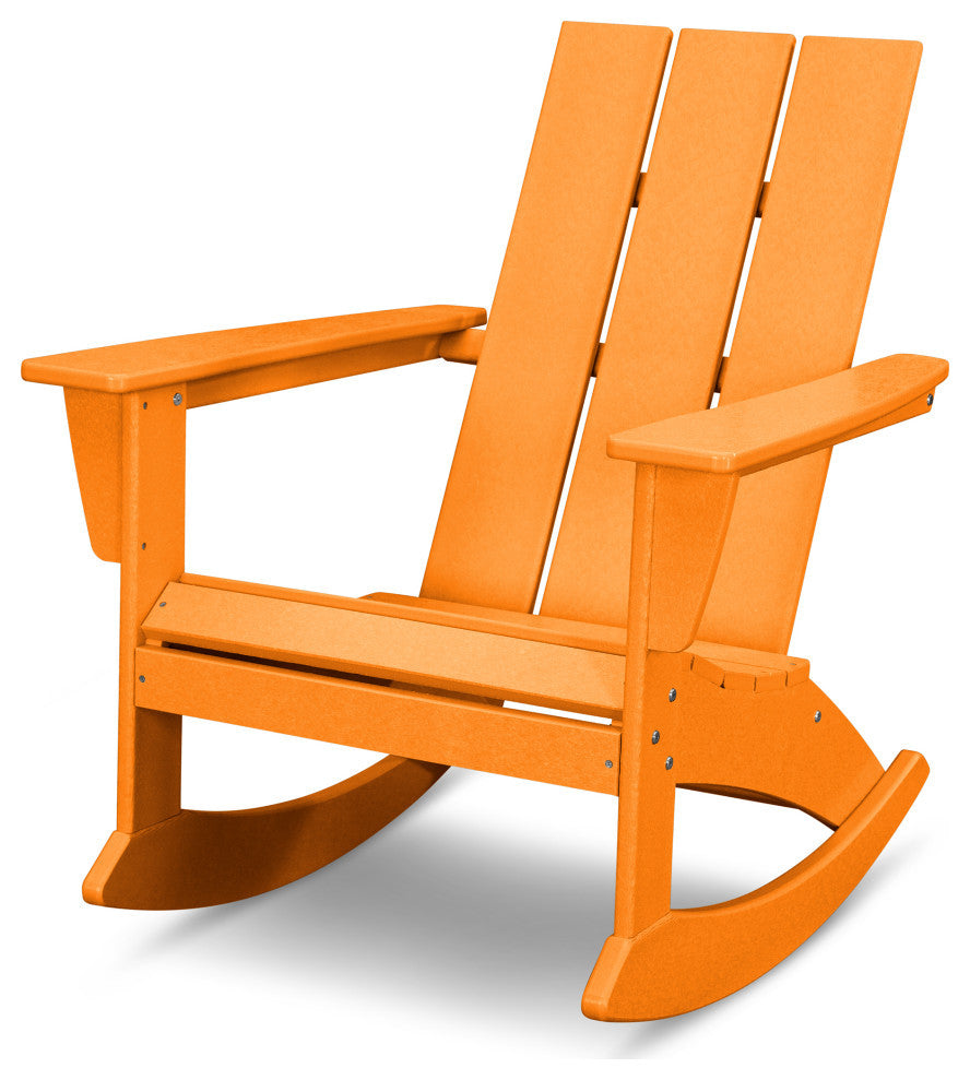 POLYWOOD Modern Adirondack Rocking Chair, Tangerine