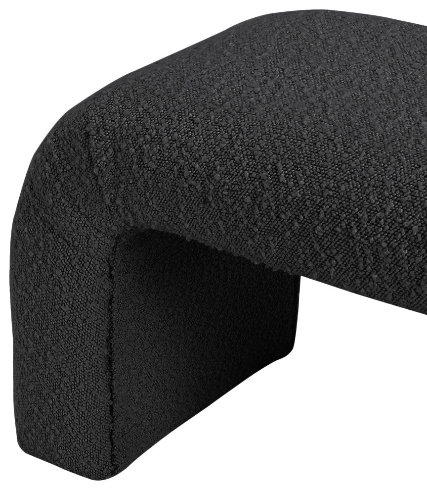 Niagara Boucle Fabric Upholstered Bench, Black, 28" Wide