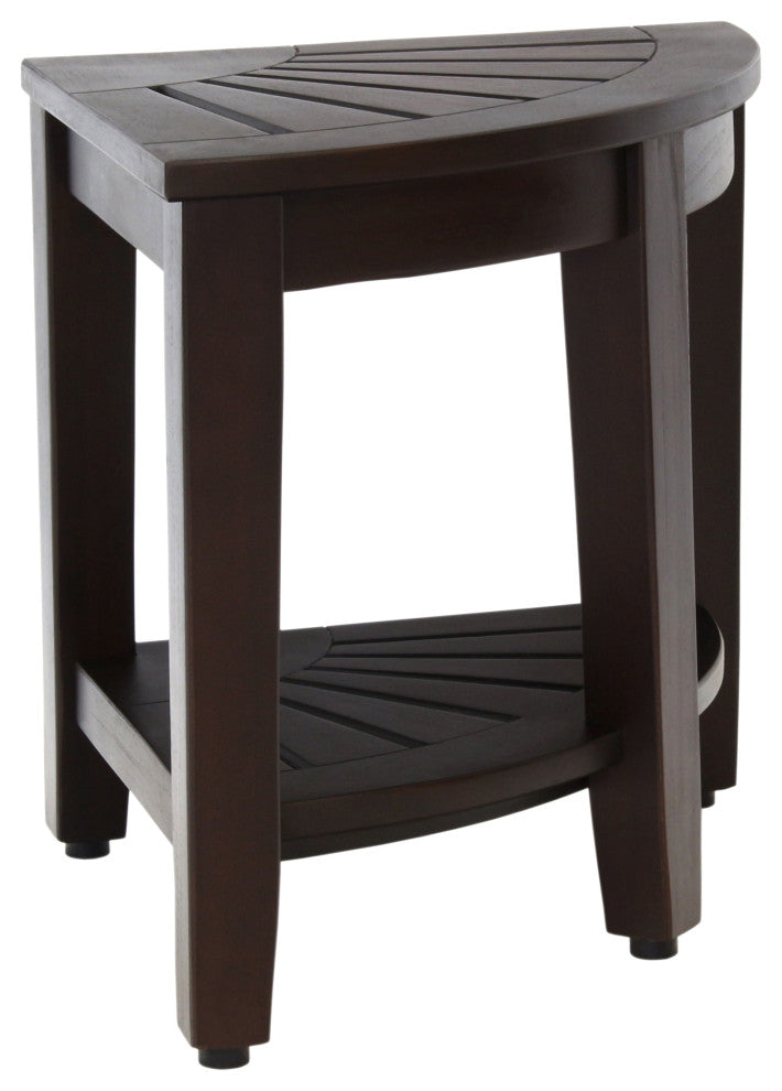 15.5" Kai™ Mocha-Shield Corner Teak Shower Bench with Shelf