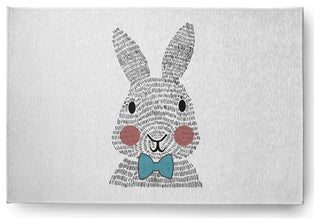 4' x 6' Bow-tie Bunny Easter Chenille Indoor/Outdoor Rug