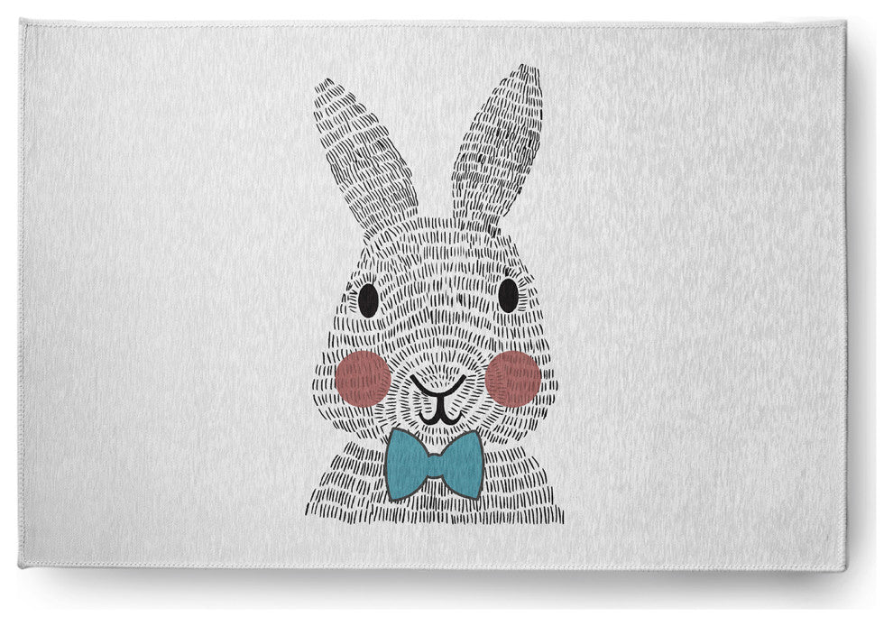 4' x 6' Bow-tie Bunny Easter Chenille Indoor/Outdoor Rug