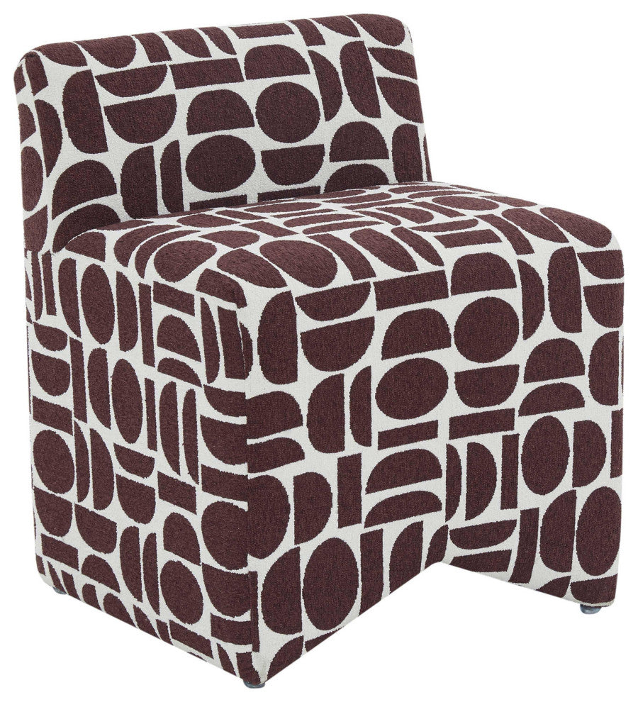Pippa Merlot Geometric Jacquard Weave Stool