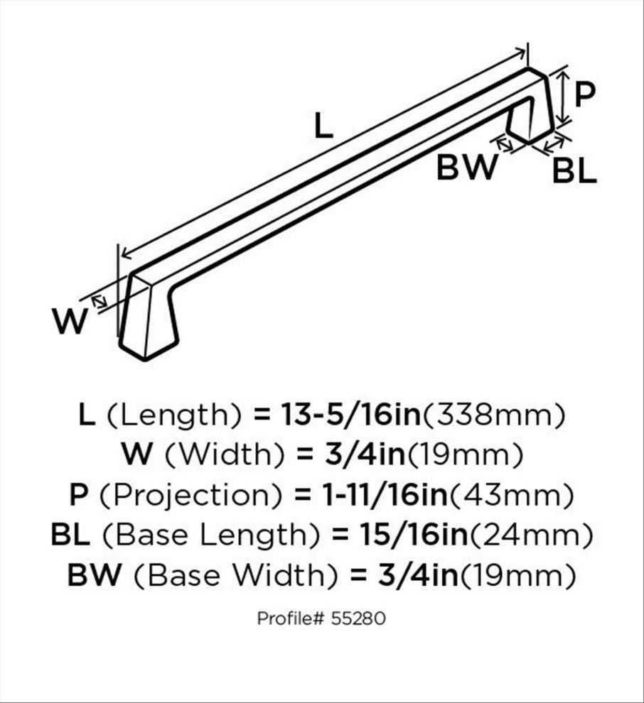 Amerock Blackrock Appliance Pull, Satin Nickel, 12" Center-to-Center