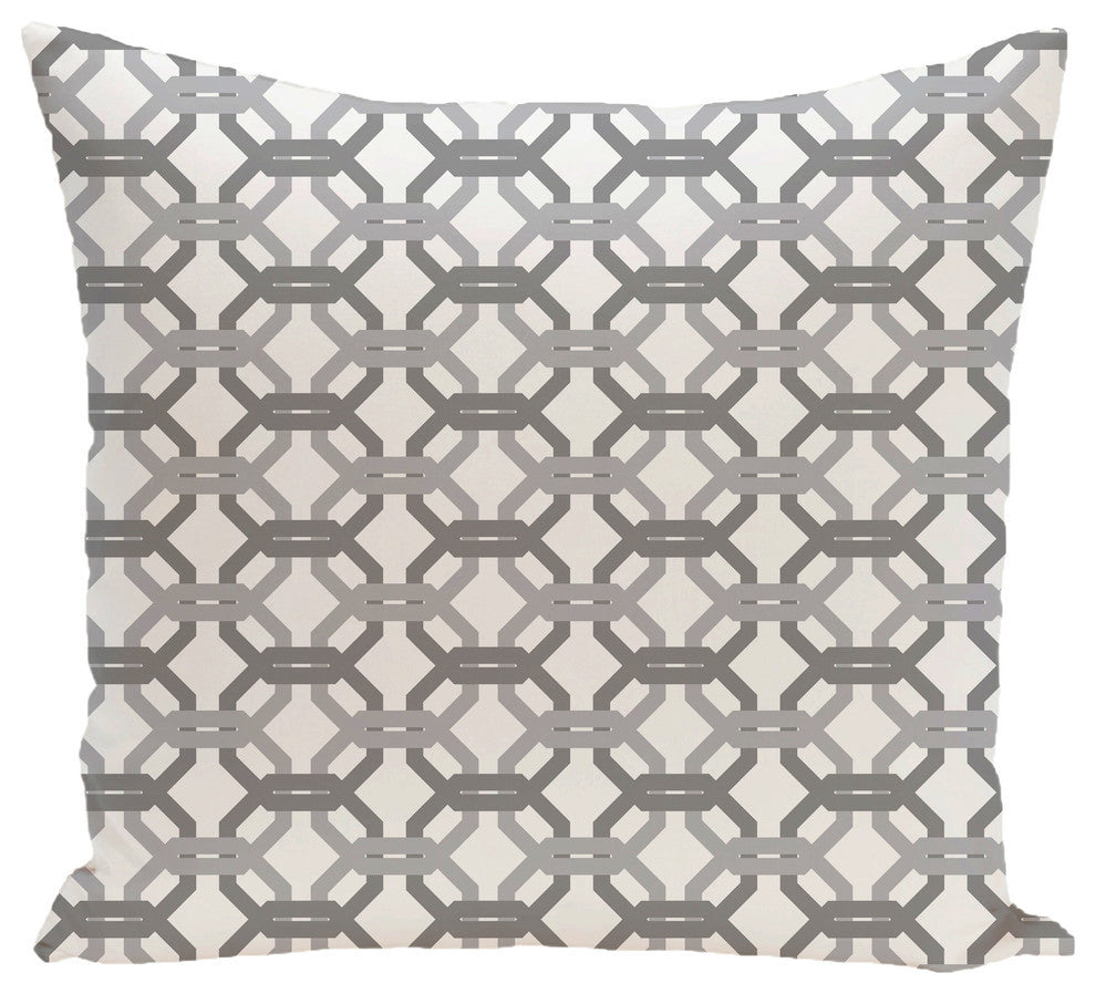 We'Re All Connected Geometric Print Pillow, Classic Gray, 16"x16"