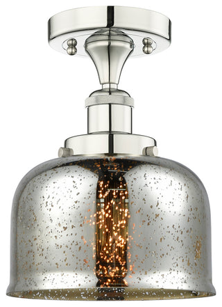 Bell-1 Light 8" Semi-Flush Mount-Polished Nickel, Silver Plated Mercury Shade