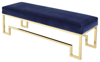 Laurence Bench, Gold and Navy, High Polish Gold