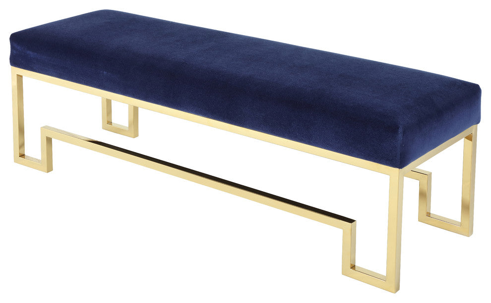 Laurence Bench, Gold and Navy, High Polish Gold