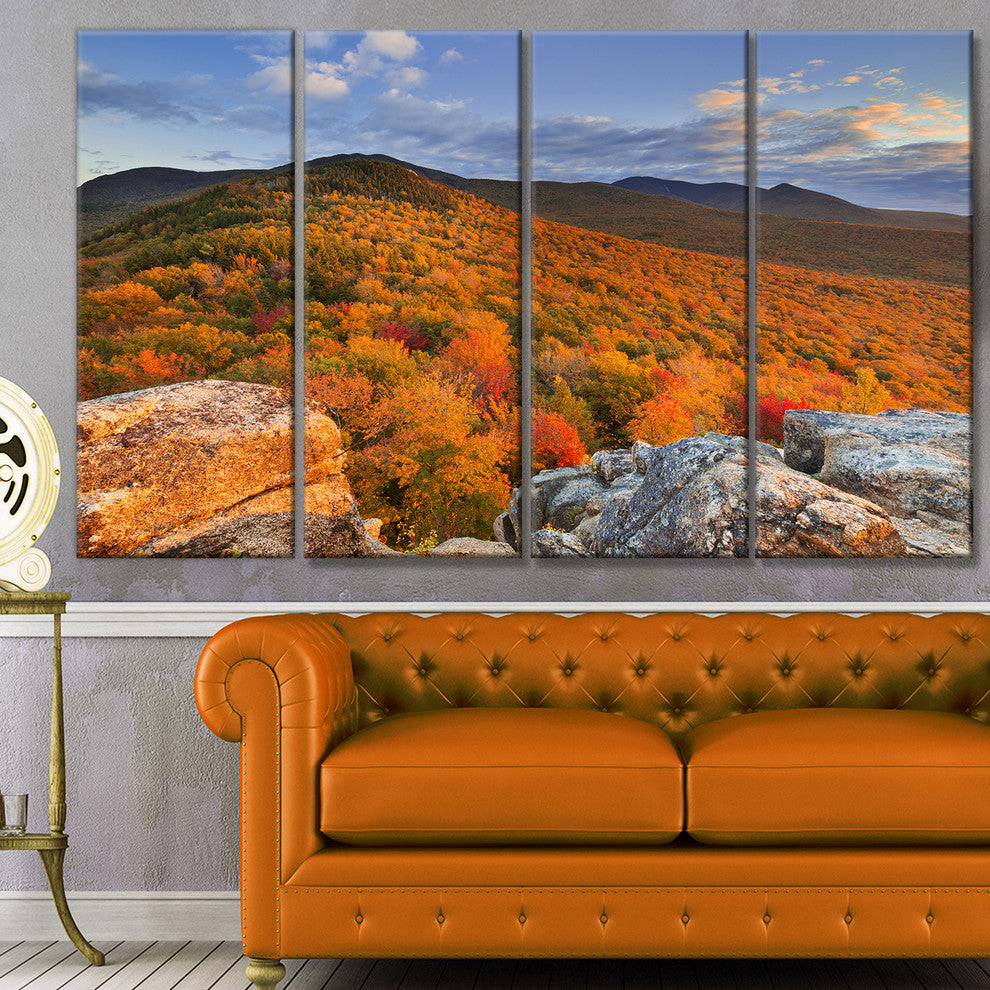 Endless Forests in the Fall Foliage, Landscape Canvas Print, 48"x28", 4 Panels