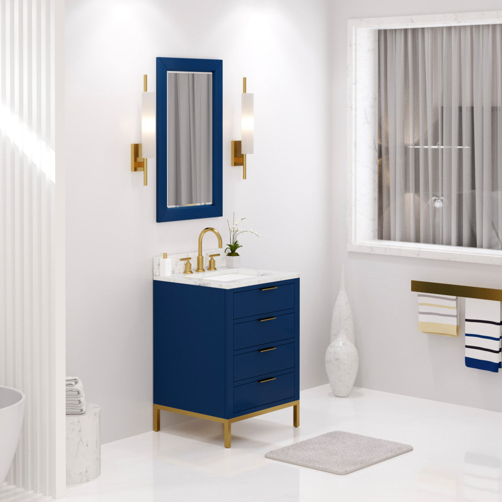 Bristol 24" Vanity, Blue With Mirrors and Gooseneck Faucet