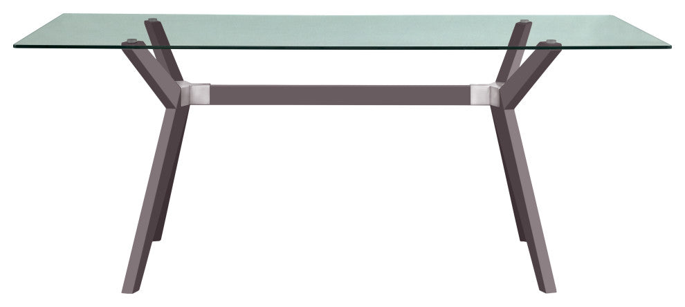 Mid-Century Modern Glass Dining Table, Gray