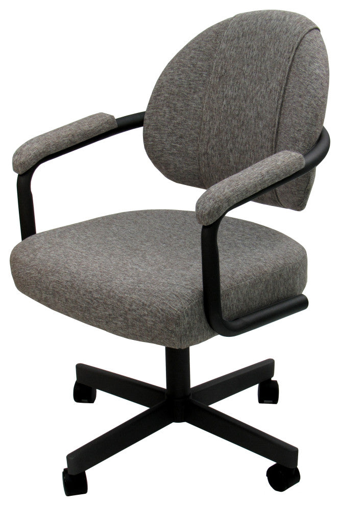 Set of 4, M-70 Swivel Tilt Dining Caster Chairs, Mojave Gray on Black Chairs