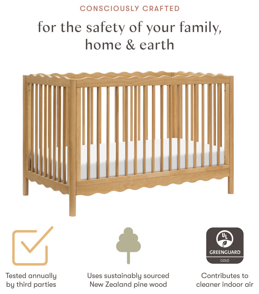 Swell 4-in-1 Convertible Crib With Toddler Bed Conversion Kit, Honey