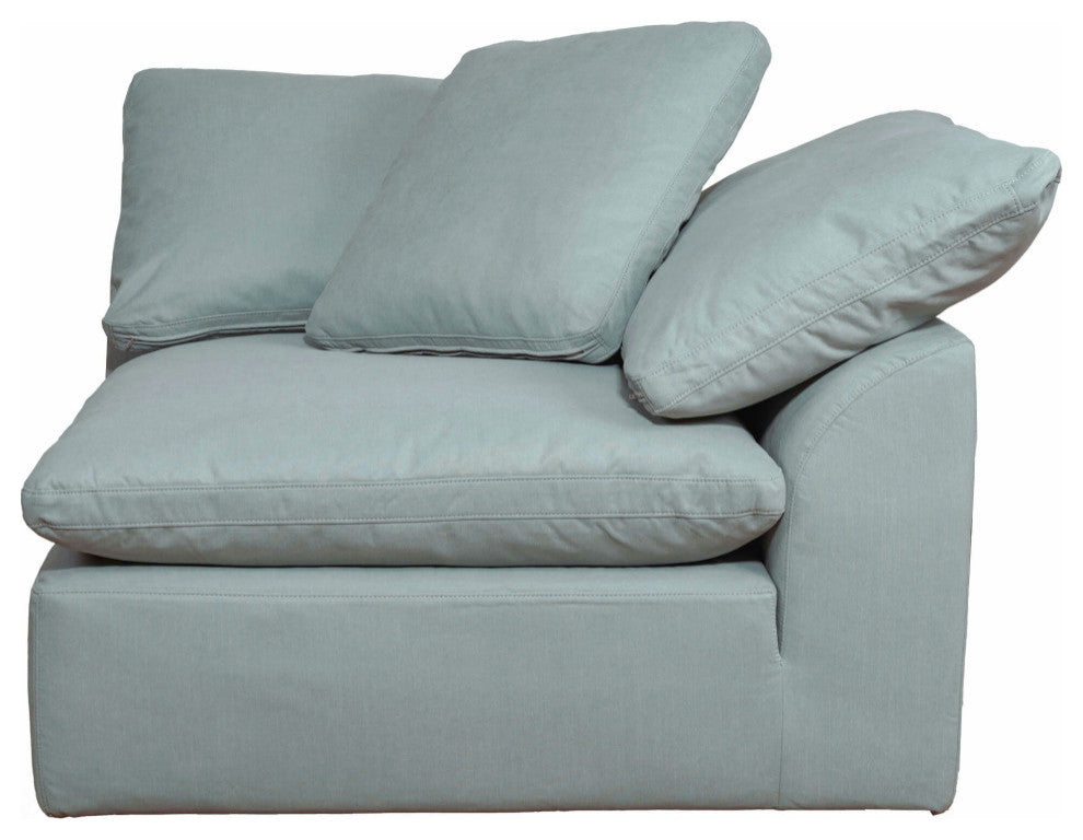 6-Piece Slip-Covered L-Shape Sectional Sofa With Ottoman, Ocean Blue