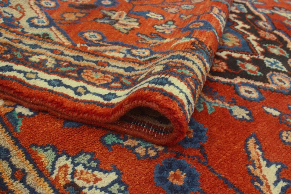 Fine Vintage Distressed Diamond Rust/Charcoal Runner, 3'8x10'6