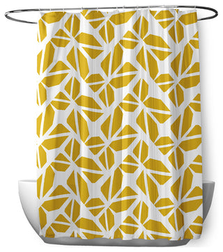 70"Wx73"L Kaleidoscope Graffiti Shower Curtain, Mustard