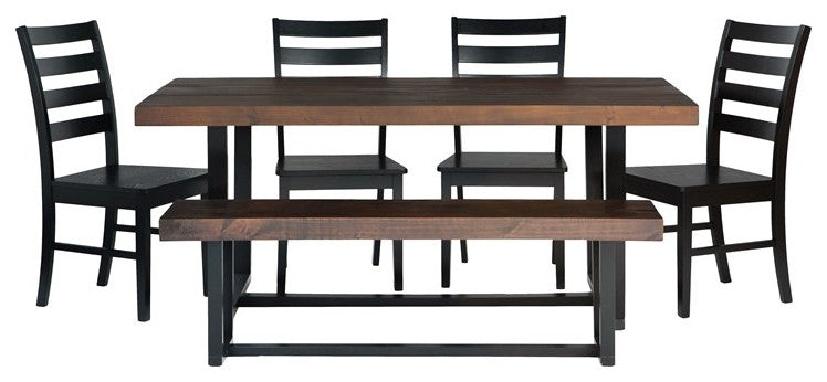 6-Piece Farmhouse Dining Set - Mahogany/Black