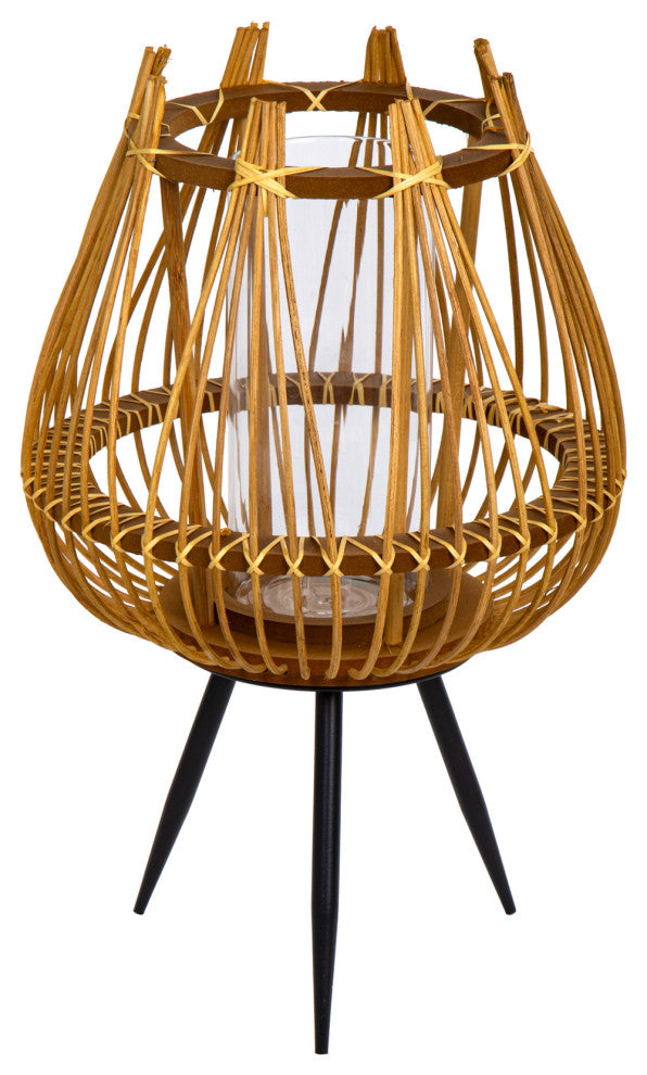 Decorative Bamboo Floor Candle Holder with Legs, Large